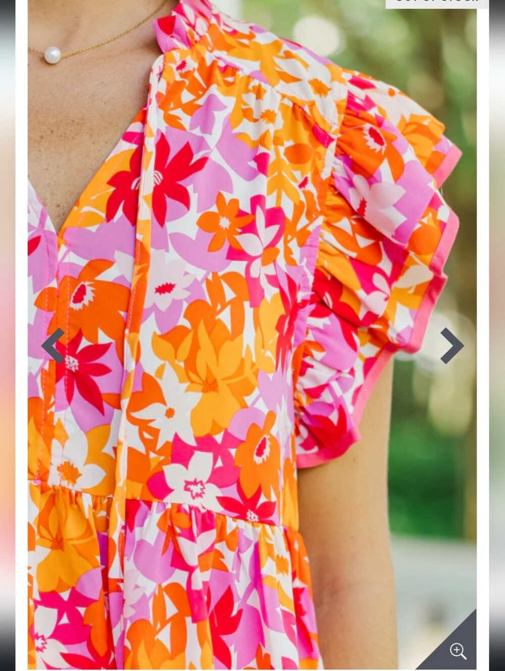 Umgee It's All For Fun Pink Floral Babydoll Blouse Sz XL Ruffle Sleeve - Picture 3 of 12